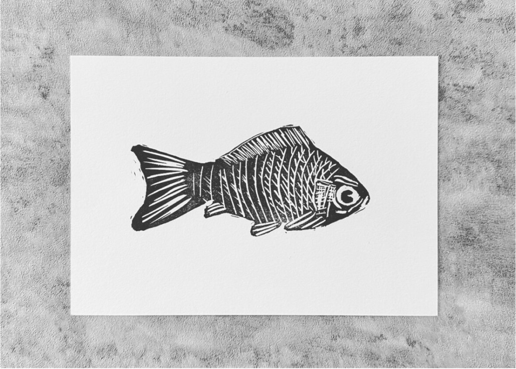 Linoldruck Fisch
